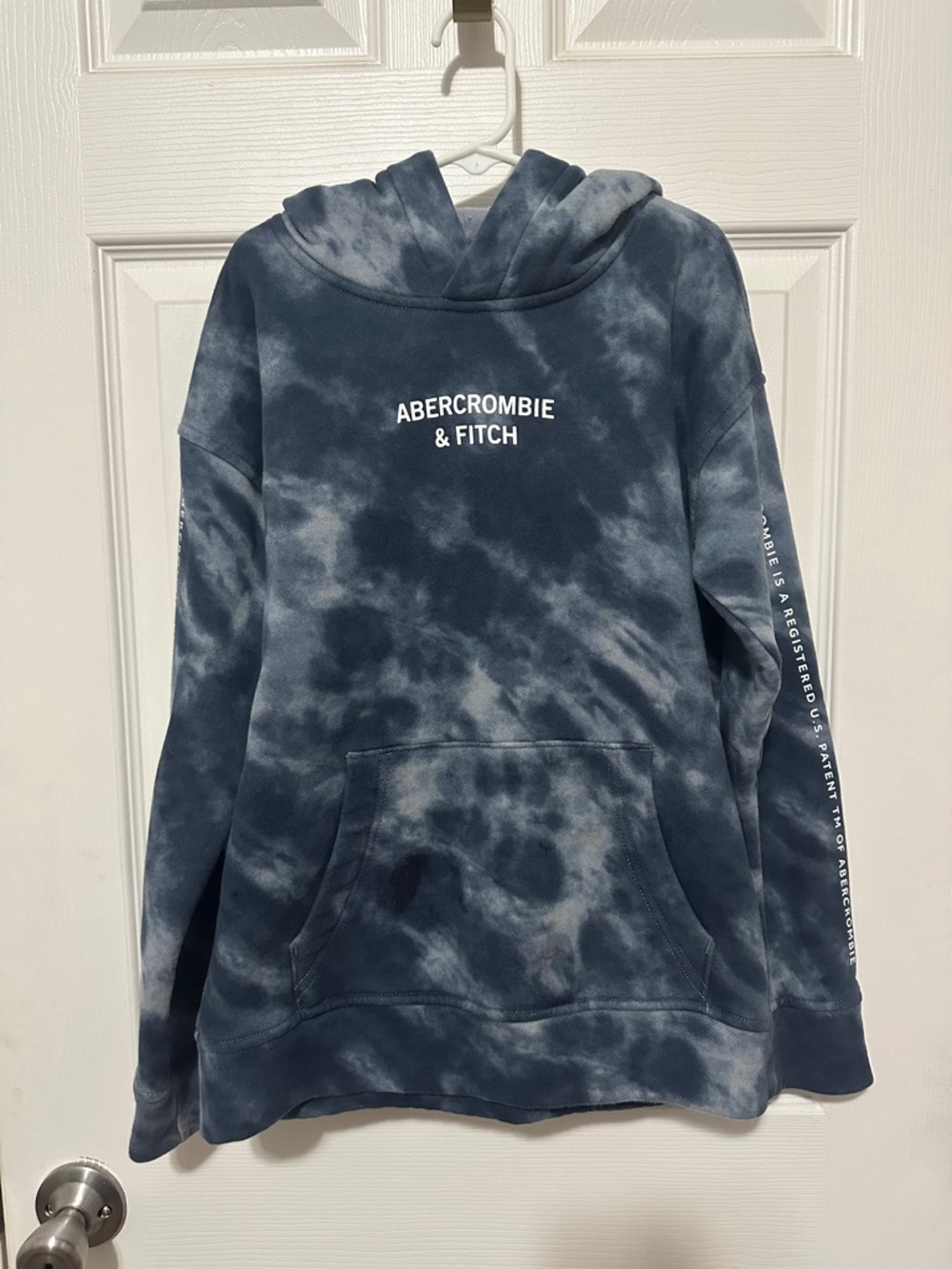 Abercrombie & Fitch Blue and Light Gray Tie-Dye Hoodie